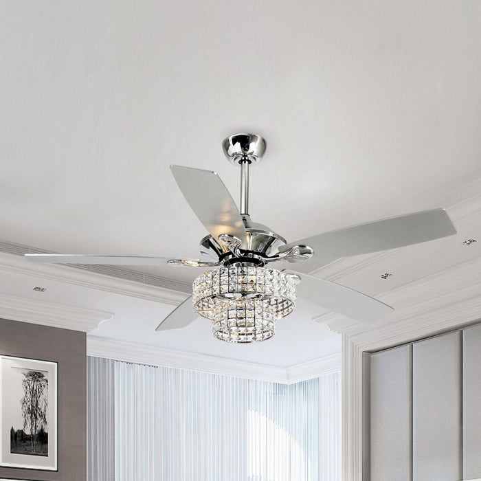52" Howell Modern Downrod Mount Reversible Crystal Ceiling Fan with Lighting and Remote Control - Sweatfully
