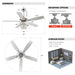 52" Howell Modern Downrod Mount Reversible Crystal Ceiling Fan with Lighting and Remote Control - Sweatfully