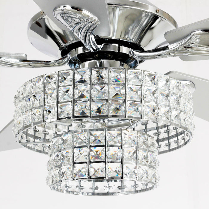 52" Howell Modern Downrod Mount Reversible Crystal Ceiling Fan with Lighting and Remote Control - Sweatfully
