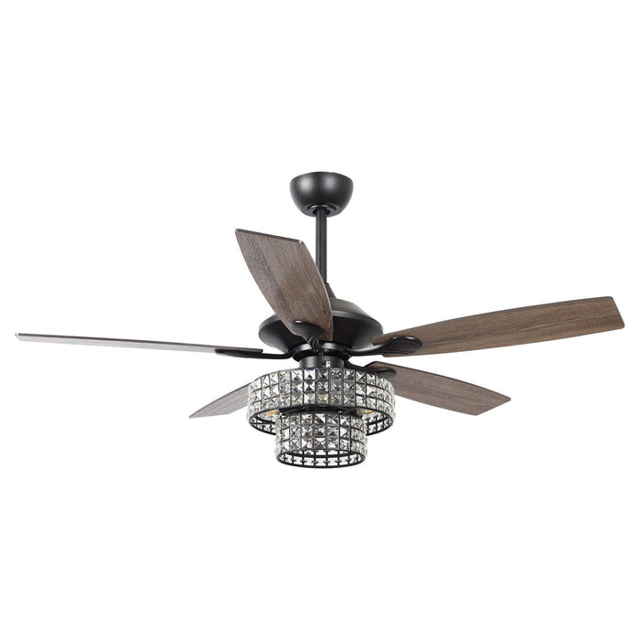 52" Howell Modern Downrod Mount Reversible Crystal Ceiling Fan with Lighting and Remote Control - Sweatfully