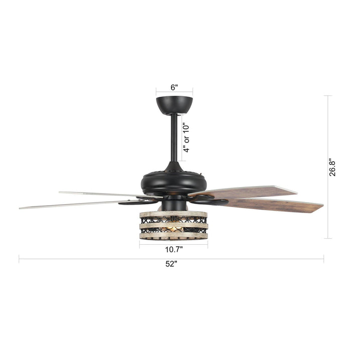 52" Hyderabad-Secunderabad Farmhouse Downrod Mount Reversible Ceiling Fan with Lighting and Remote Control - Sweatfully