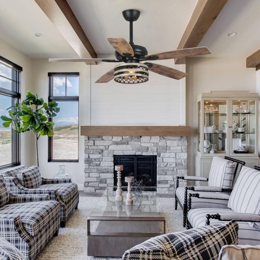 52" Hyderabad-Secunderabad Farmhouse Downrod Mount Reversible Ceiling Fan with Lighting and Remote Control - Sweatfully