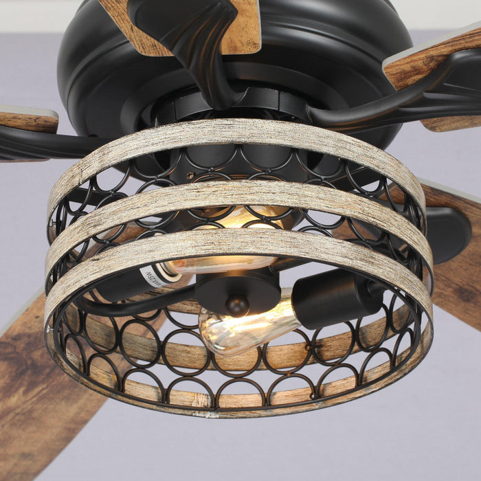 52" Hyderabad-Secunderabad Farmhouse Downrod Mount Reversible Ceiling Fan with Lighting and Remote Control - Sweatfully