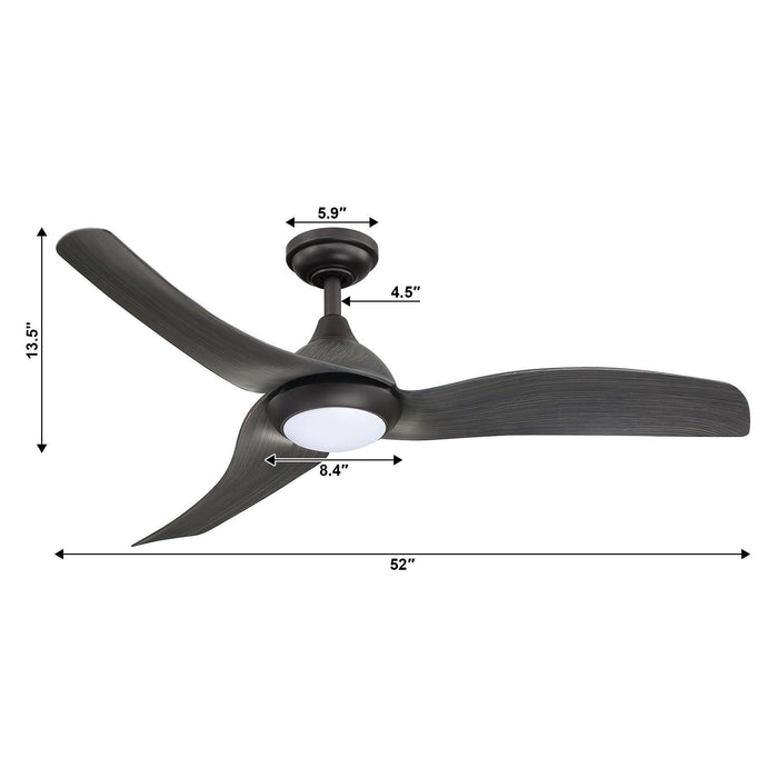 52" Industrial DC Motor Downrod Mount Reversible Ceiling Fan with LED Lighting and Remote Control - Sweatfully