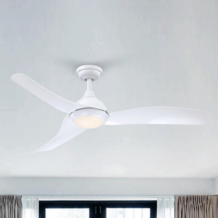 52" Industrial DC Motor Downrod Mount Reversible Ceiling Fan with LED Lighting and Remote Control - Sweatfully