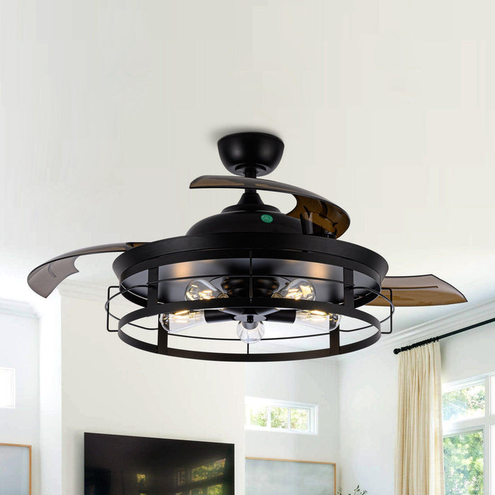 52" Jamshedpur Industrial Downrod Mount Ceiling Fan with Lighting and Remote Control - Sweatfully