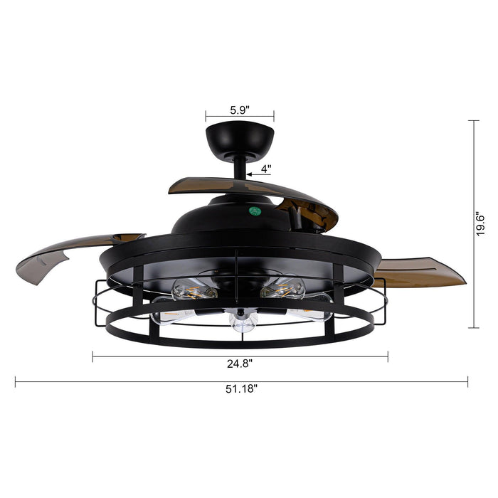 52" Jamshedpur Industrial Downrod Mount Ceiling Fan with Lighting and Remote Control - Sweatfully