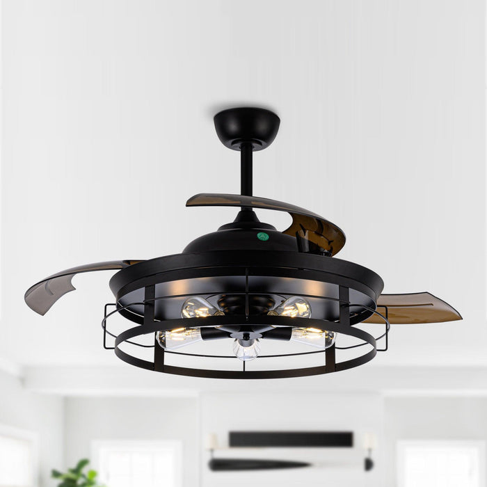 52" Jamshedpur Industrial Downrod Mount Ceiling Fan with Lighting and Remote Control - Sweatfully