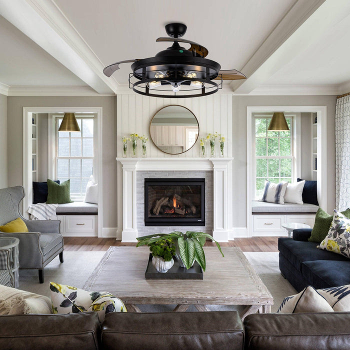 52" Jamshedpur Industrial Downrod Mount Ceiling Fan with Lighting and Remote Control - Sweatfully
