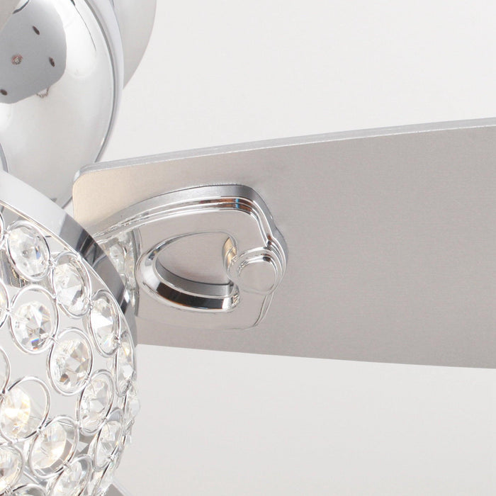 52" Kanpur Modern Chrome Flush Mount Reversible Crystal Ceiling Fan with Lighting and Remote Control - Sweatfully