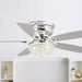 52" Kanpur Modern Chrome Flush Mount Reversible Crystal Ceiling Fan with Lighting and Remote Control - Sweatfully