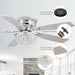 52" Kanpur Modern Chrome Flush Mount Reversible Crystal Ceiling Fan with Lighting and Remote Control - Sweatfully