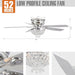 52" Kanpur Modern Chrome Flush Mount Reversible Crystal Ceiling Fan with Lighting and Remote Control - Sweatfully
