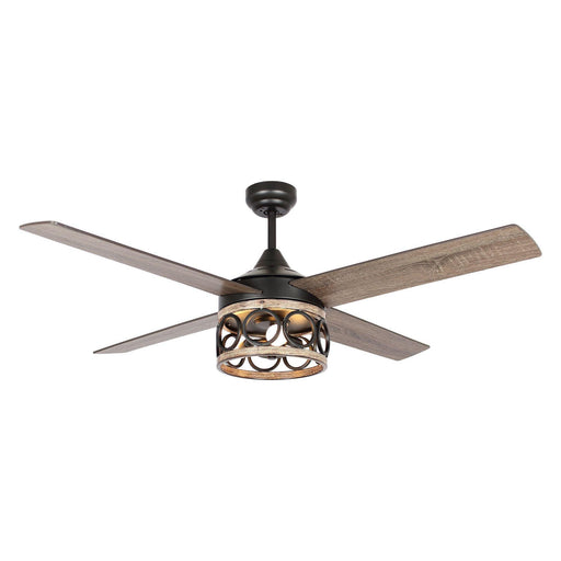 52" Kashmir Farmhouse Downrod Mount Reversible Ceiling Fan with Lighting and Remote Control - Sweatfully