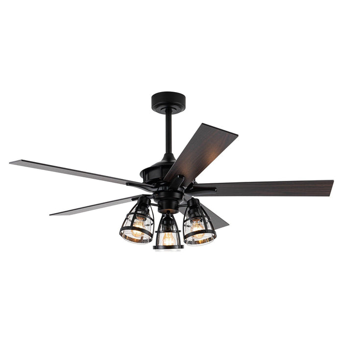 52" Kashmir Traditional Downrod Mount Reversible Ceiling Fan with Lighting and Remote Control - Sweatfully