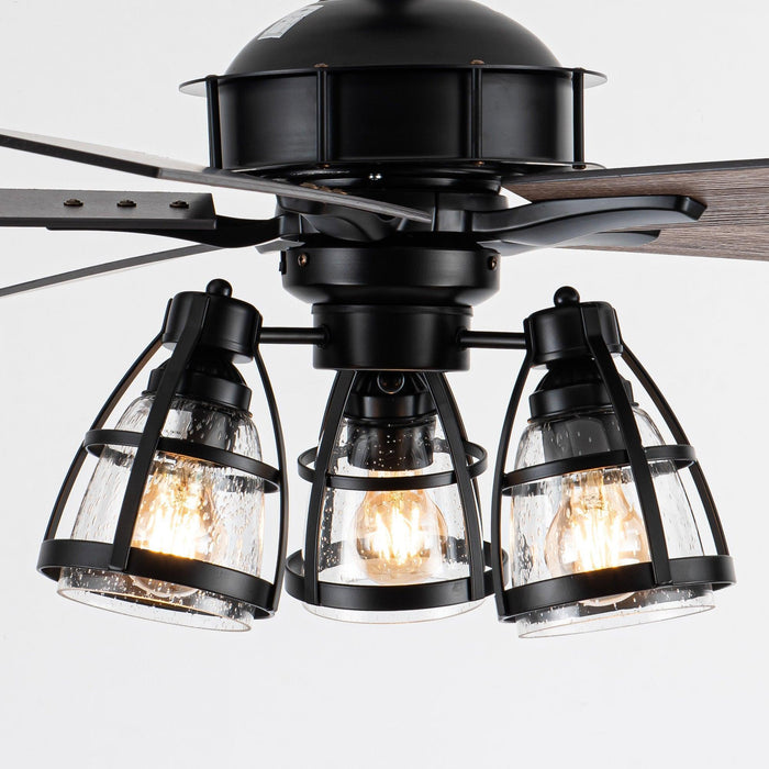 52" Kashmir Traditional Downrod Mount Reversible Ceiling Fan with Lighting and Remote Control - Sweatfully