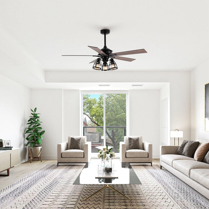 52" Kashmir Traditional Downrod Mount Reversible Ceiling Fan with Lighting and Remote Control - Sweatfully