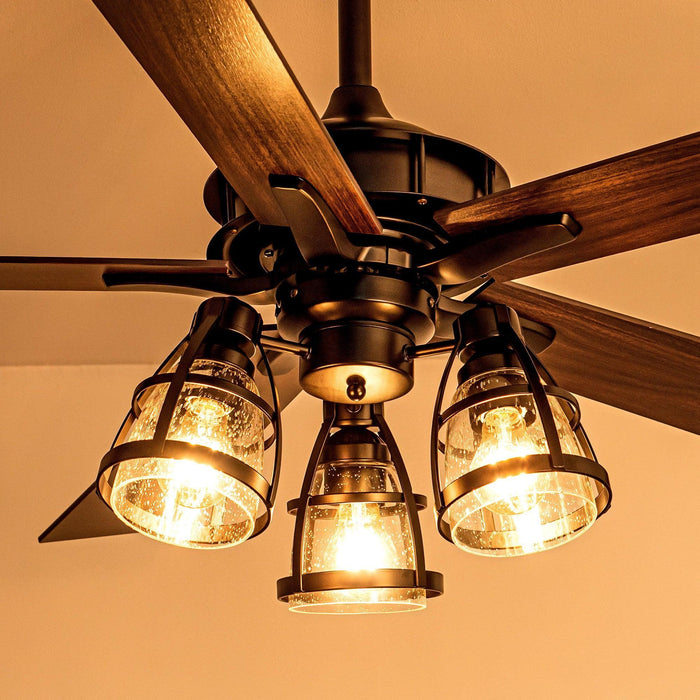 52" Kashmir Traditional Downrod Mount Reversible Ceiling Fan with Lighting and Remote Control - Sweatfully