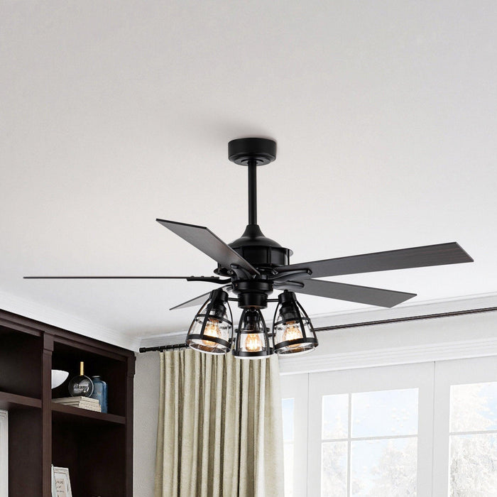 52" Kashmir Traditional Downrod Mount Reversible Ceiling Fan with Lighting and Remote Control - Sweatfully