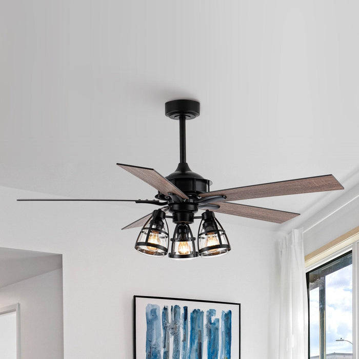 52" Kashmir Traditional Downrod Mount Reversible Ceiling Fan with Lighting and Remote Control - Sweatfully