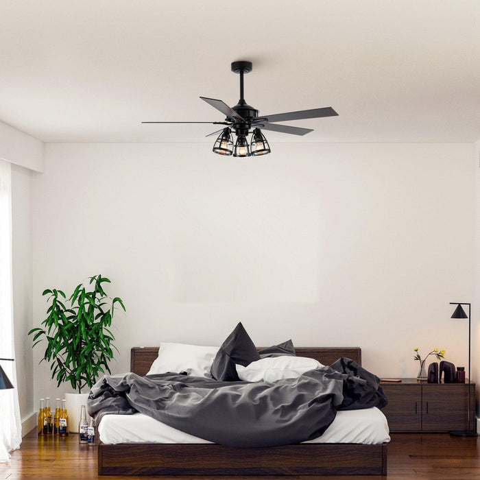 52" Kashmir Traditional Downrod Mount Reversible Ceiling Fan with Lighting and Remote Control - Sweatfully