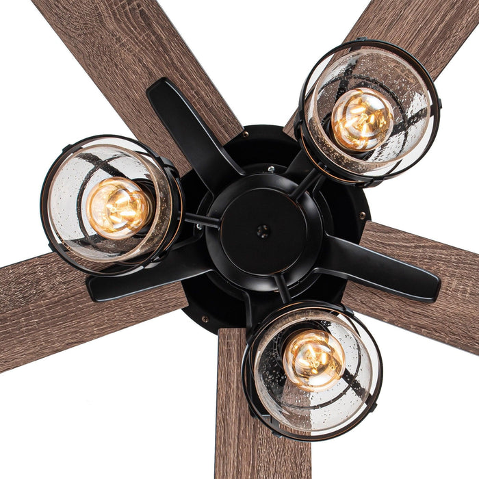 52" Kashmir Traditional Downrod Mount Reversible Ceiling Fan with Lighting and Remote Control - Sweatfully