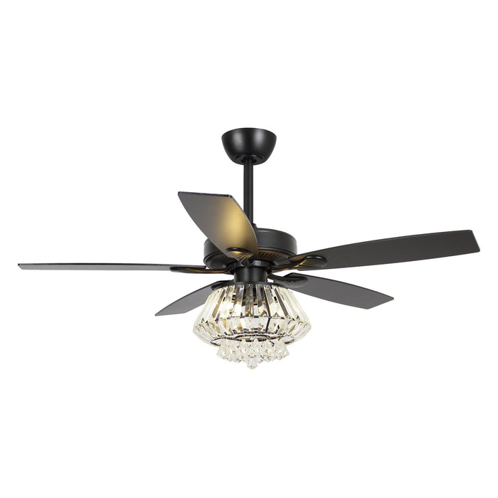 52" Kerala Modern Chrome Downrod Mount Reversible Crystal Ceiling Fan with Lighting and Remote Control - Sweatfully