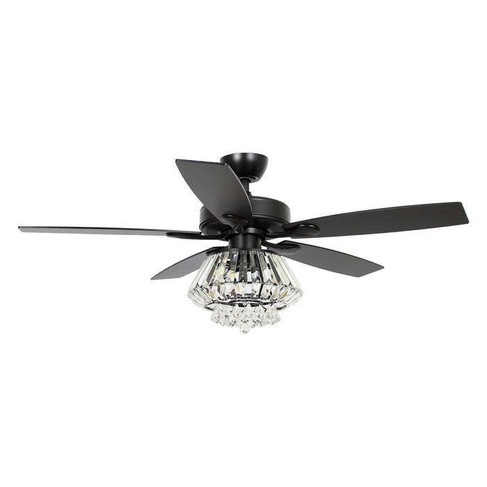 52" Kerala Modern Chrome Downrod Mount Reversible Crystal Ceiling Fan with Lighting and Remote Control - Sweatfully