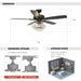 52" Kerala Modern Chrome Downrod Mount Reversible Crystal Ceiling Fan with Lighting and Remote Control - Sweatfully
