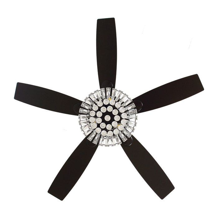 52" Kerala Modern Chrome Downrod Mount Reversible Crystal Ceiling Fan with Lighting and Remote Control - Sweatfully