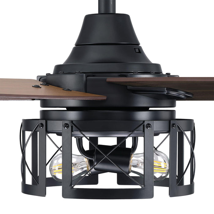 52" Kolkata Industrial Downrod Mount Reversible Ceiling Fan with Lighting and Remote Control - Sweatfully