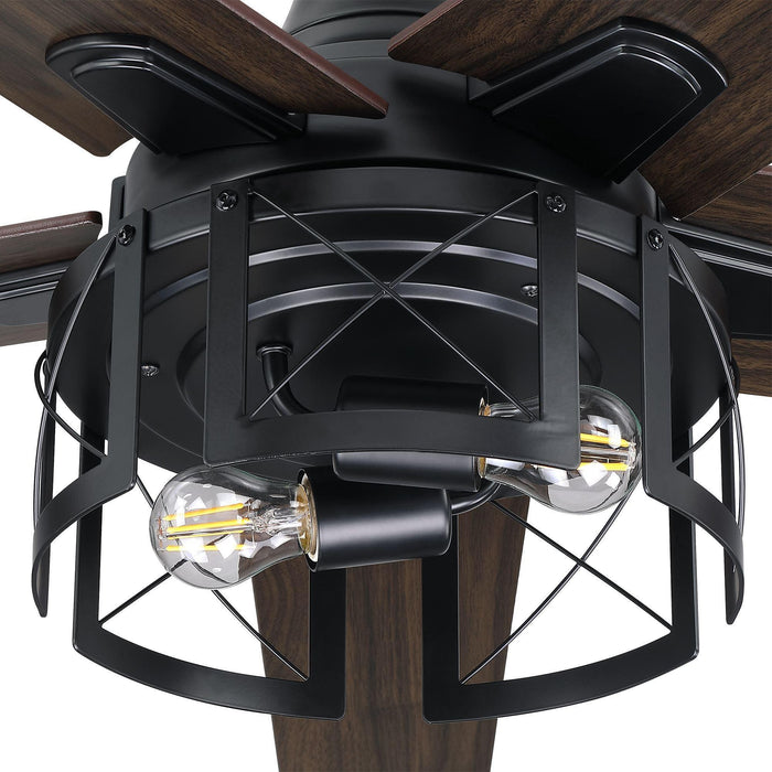 52" Kolkata Industrial Downrod Mount Reversible Ceiling Fan with Lighting and Remote Control - Sweatfully