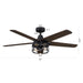 52" Kolkata Industrial Downrod Mount Reversible Ceiling Fan with Lighting and Remote Control - Sweatfully