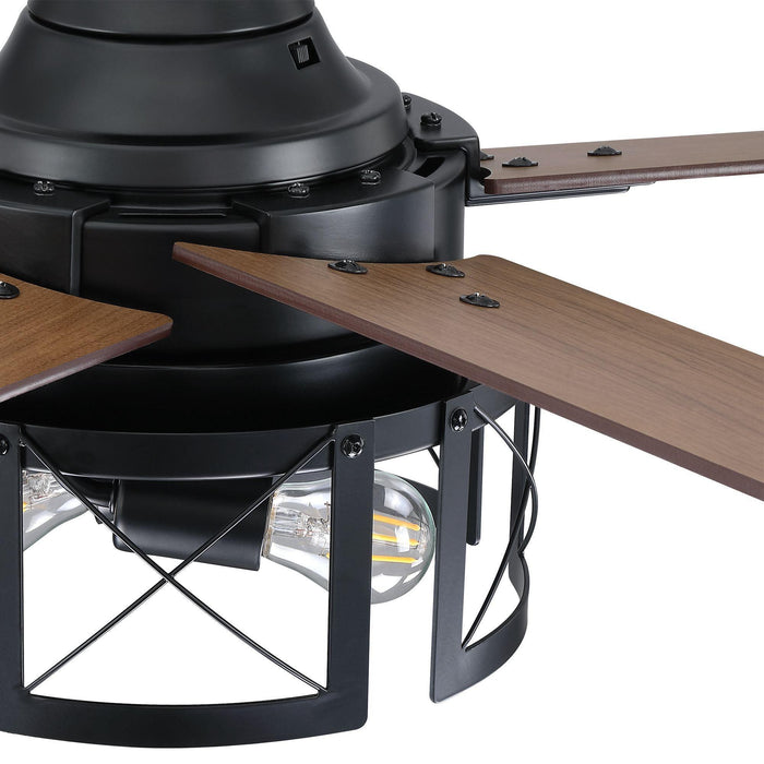 52" Kolkata Industrial Downrod Mount Reversible Ceiling Fan with Lighting and Remote Control - Sweatfully