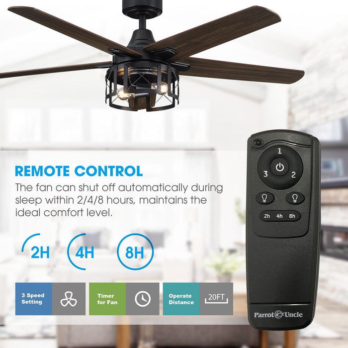 52" Kolkata Industrial Downrod Mount Reversible Ceiling Fan with Lighting and Remote Control - Sweatfully