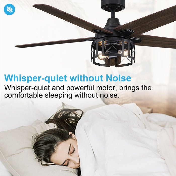 52" Kolkata Industrial Downrod Mount Reversible Ceiling Fan with Lighting and Remote Control - Sweatfully