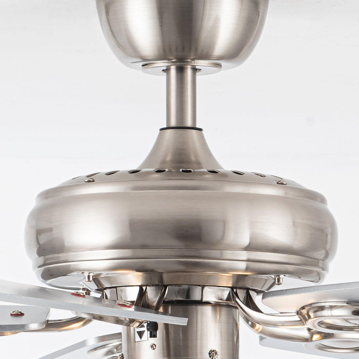 52" Kyla Industrial Brushed Nickel Reversible Caged Ceiling Fan with Lighting - Sweatfully
