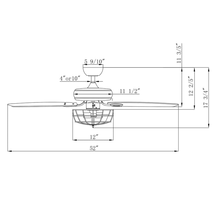 52" Kyla Industrial Brushed Nickel Reversible Caged Ceiling Fan with Lighting - Sweatfully