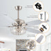 52" Kyla Industrial Brushed Nickel Reversible Caged Ceiling Fan with Lighting - Sweatfully