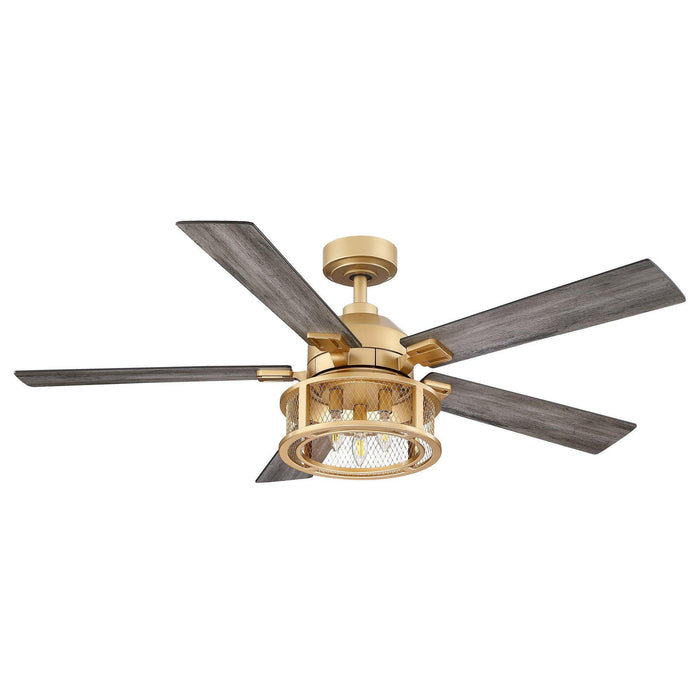 52" Lucknow Industrial Black Reversible Ceiling Fan with Lighting and Remote Control - Sweatfully