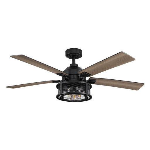 52" Lucknow Industrial Black Reversible Ceiling Fan with Lighting and Remote Control - Sweatfully