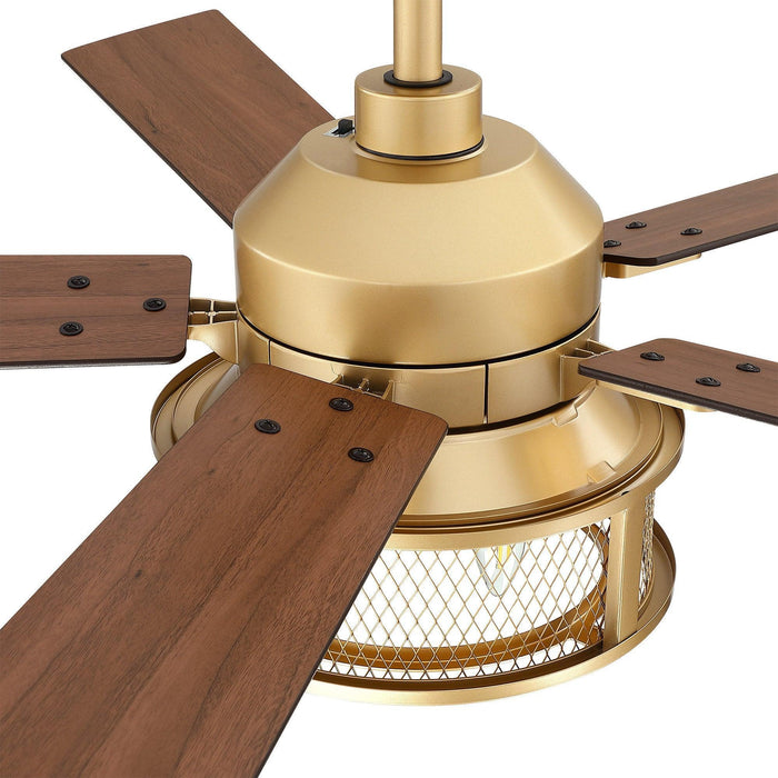 52" Lucknow Industrial Black Reversible Ceiling Fan with Lighting and Remote Control - Sweatfully