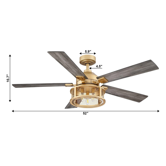 52" Lucknow Industrial Black Reversible Ceiling Fan with Lighting and Remote Control - Sweatfully