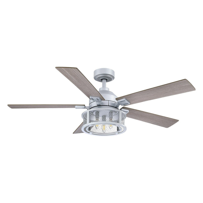 52" Lucknow Industrial Black Reversible Ceiling Fan with Lighting and Remote Control - Sweatfully
