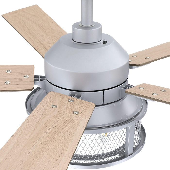 52" Lucknow Industrial Black Reversible Ceiling Fan with Lighting and Remote Control - Sweatfully