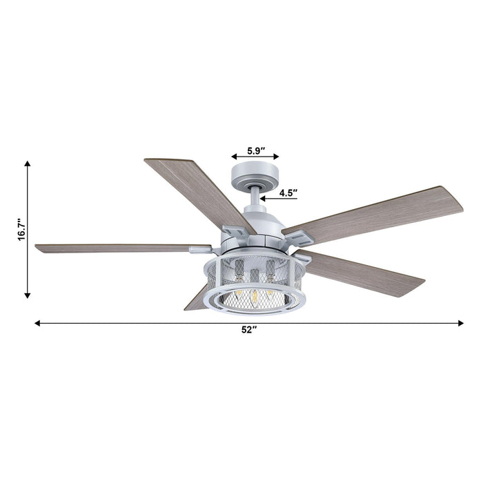52" Lucknow Industrial Black Reversible Ceiling Fan with Lighting and Remote Control - Sweatfully