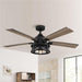 52" Lucknow Industrial Black Reversible Ceiling Fan with Lighting and Remote Control - Sweatfully