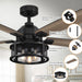 52" Lucknow Industrial Black Reversible Ceiling Fan with Lighting and Remote Control - Sweatfully