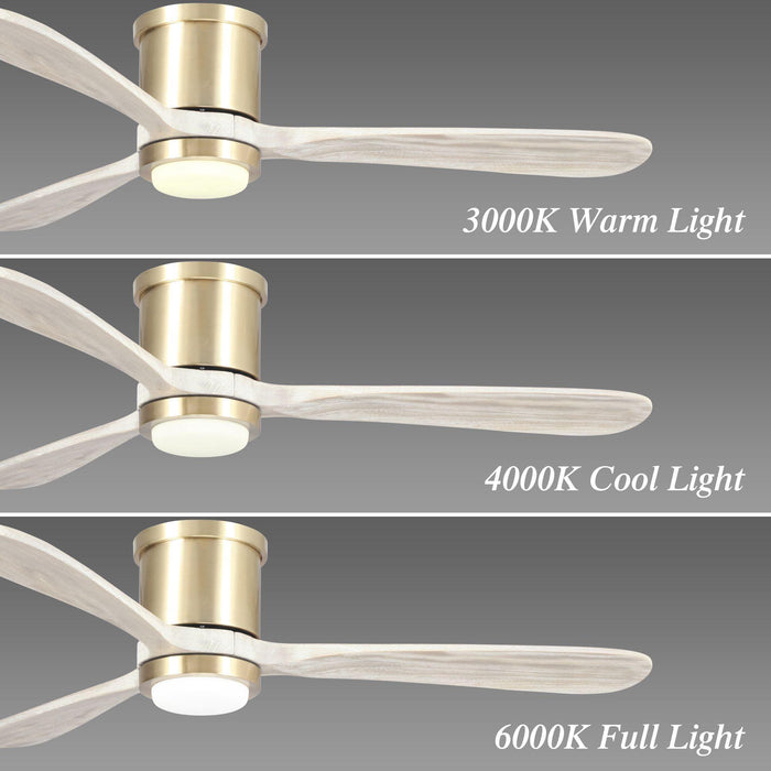 52" Mayna Modern Flush Mount Reversible Ceiling Fan with LED Lighting and Remote Control - Sweatfully