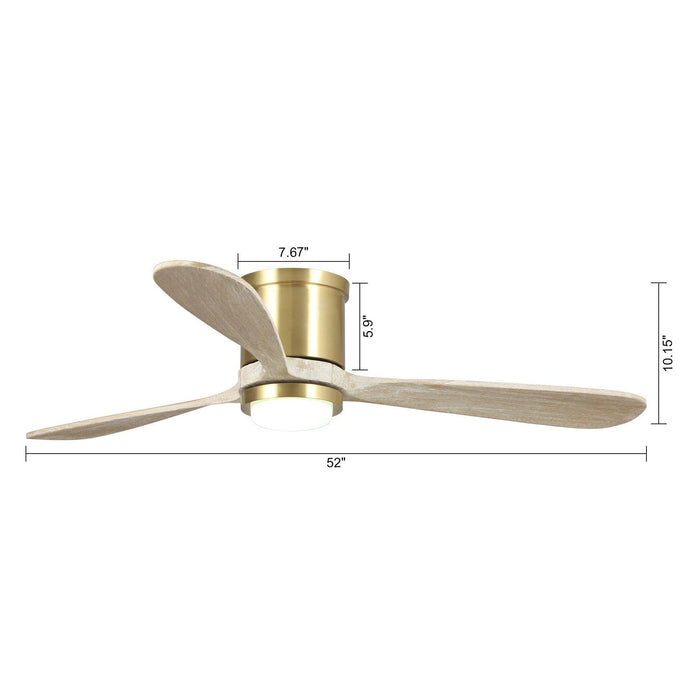 52" Mayna Modern Flush Mount Reversible Ceiling Fan with LED Lighting and Remote Control - Sweatfully